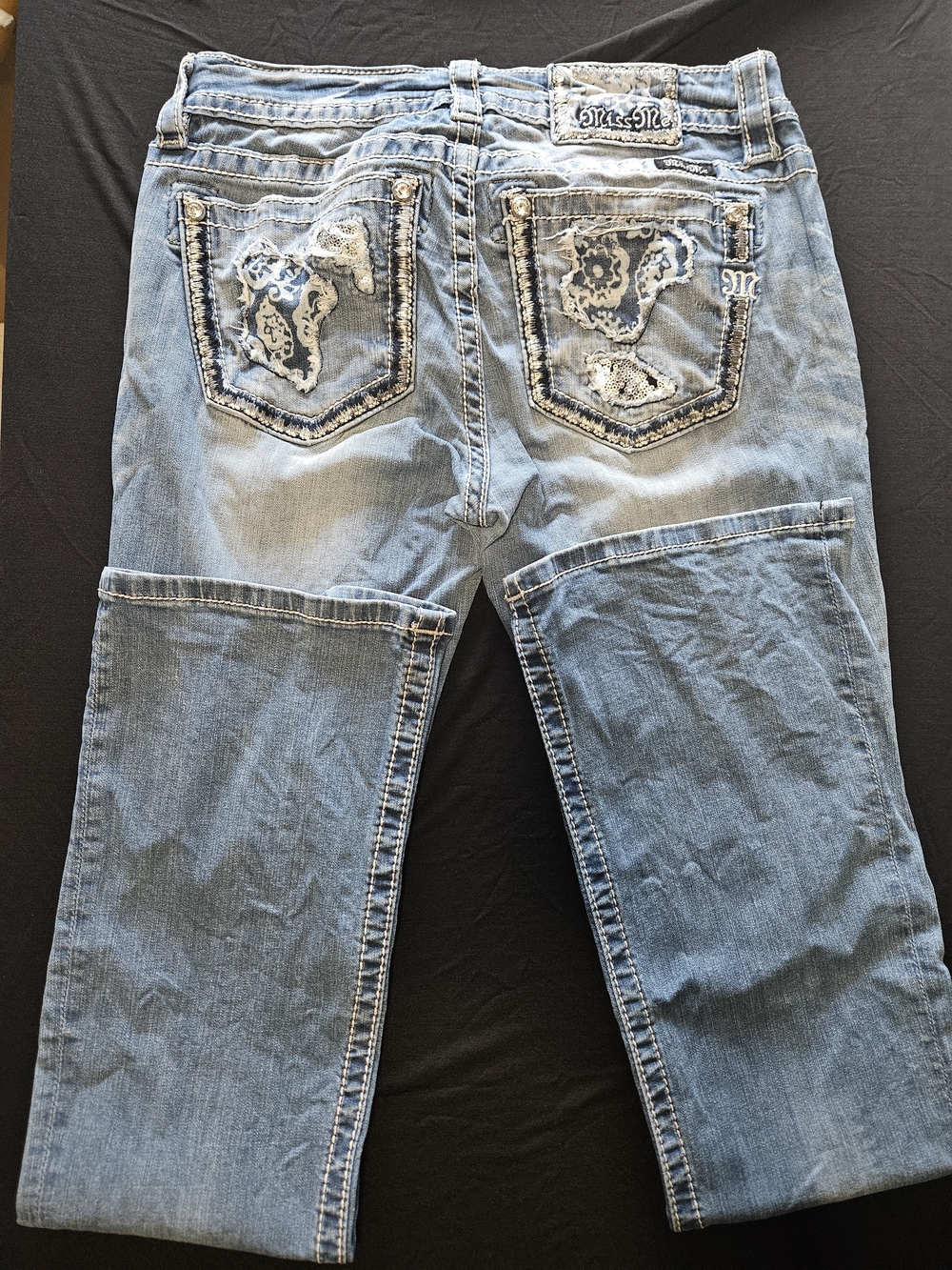 Miss Me Light Blue Boot Cut Jeans with Fringe Pocket Detail - Picture 5 of 7